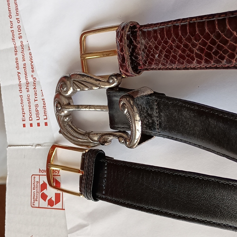 3 Women's Genuine Leather Belts $28 Sizes 26-42 + Free Scarf 🧣